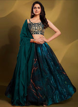 Flowy Earth green printed Lehenga