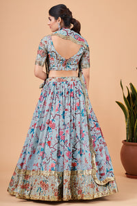 Dreamy baby blue floral Lehenga