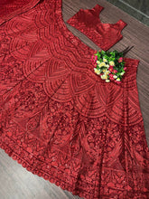 Deep red embellished Lehenga