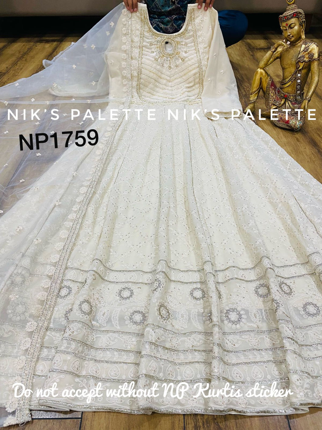 Niks collection - chikankari georgette anarkali - LIMITED EDITION