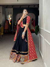 Black gamthi work pure cotton readymade Lehenga