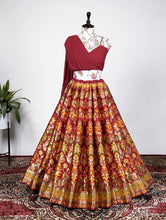 Indo western: Maroon sweetheart banarasi Lehenga