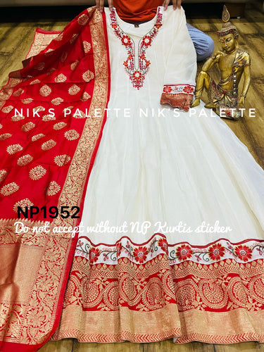 Niks collection - cotton gown with banarasi dupatta (also plus size)
