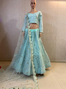 Aqua pastel thread work Lehenga