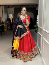 Colourful fusion with traditional gamthi work pure cotton readymade Lehenga