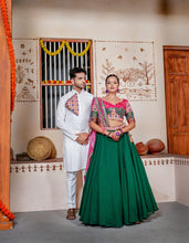 Plain and bandhani style Lehengas in green