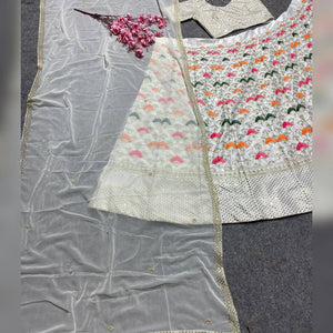 Swati Manish inspired Off white embroidered Lehenga