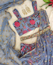 Blue floral readymade Lehenga