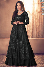 Janisha - Black Georgette glitter gown with skirt