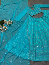 Clear ocean blue Lehenga