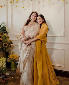 New Alia Bhatt inspired saree - white and gold