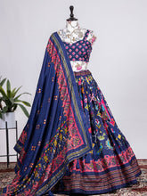 Patola print Lehenga in blue (plus size)