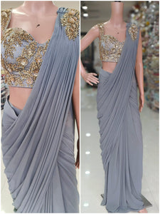 Boutique collection ready to wear grey saree