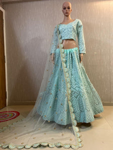 Aqua pastel thread work Lehenga