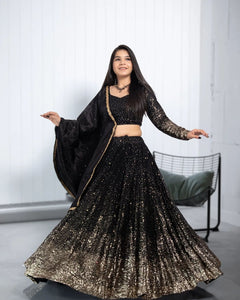 Partywear ombré effect black Lehenga