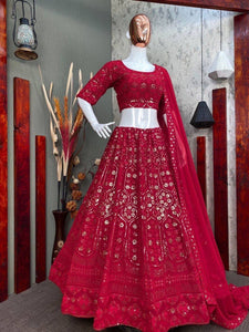 Red rani Lehenga (Skirt stitched)