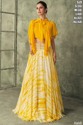 Haldi ceremony - yellow and white Indo western style Lehenga