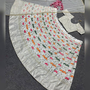 Swati Manish inspired Off white embroidered Lehenga