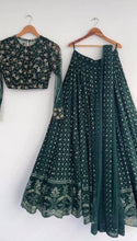 Pine green sequins embroidered Lehenga