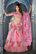 Bridesmaids - pink Chinnon digital print Lehenga