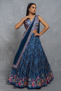 Boutique collection - blue digital floral Lehenga