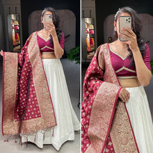 Classic white and maroon Lehenga