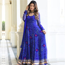 Royal Blue bandhej gown (plus size options up to 64 inches bust)