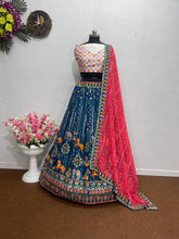 Elephant and horse printed blue Lehenga