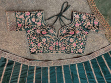 Pine green and florals Lehenga