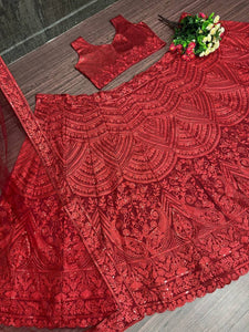 Deep red embellished Lehenga