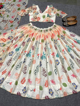 Off white digital print readymade Lehenga