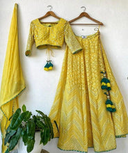 Yellow mirror work Lehenga