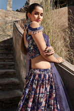 Purple digital floral Lehenga