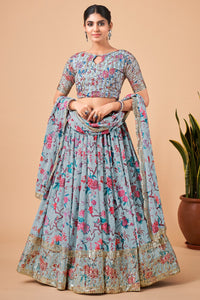 Dreamy baby blue floral Lehenga