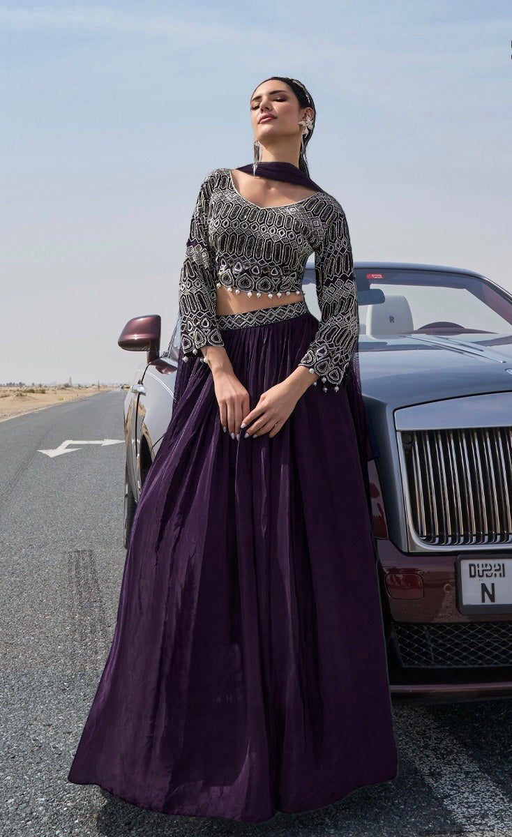 Boutique collection - purple simple and elegant Lehenga readymade