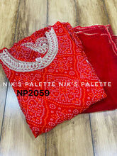 Niks collection - red georgette bandhani (plus size too)