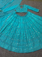 Clear ocean blue Lehenga