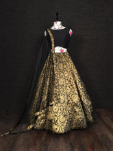 Black banarasi zari weaving lehenga (skirt stitched)