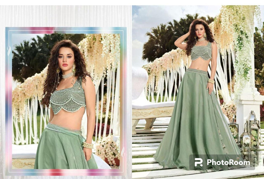 Boutique collection - pastel green pearl simple and elegant Lehenga