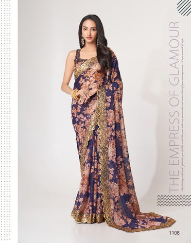 Florini collection - purple floral saree