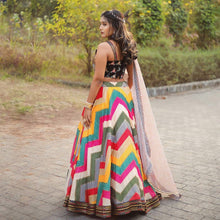Colourful bandhani zig zag Readymade Lehenga