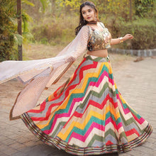 Colourful bandhani zig zag Readymade Lehenga