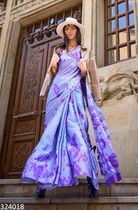 Ready for Ascot? Printed soft satin crepe sarees