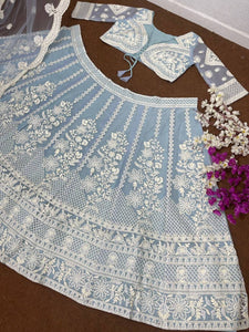 Icy blue chine sequins Lehenga