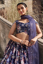 Purple digital floral Lehenga