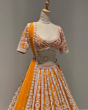 Orange Malabari silk Lehenga