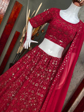 Red rani Lehenga (Skirt stitched)