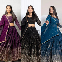 Partywear ombré effect black Lehenga