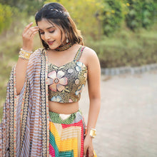 Colourful bandhani zig zag Readymade Lehenga