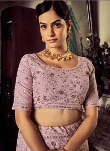 Oreya collection - Dusty pink floral embellished Lehenga